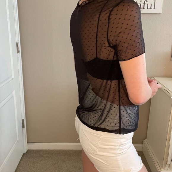 Victoria's Secret Polkadot Mesh Shirt - Picture 4 of 7